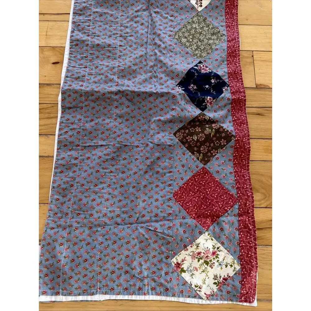 Lot 4 JCPenney Country Blue Floral Patchwork Quilted Valances 17x79” Farm Cottag